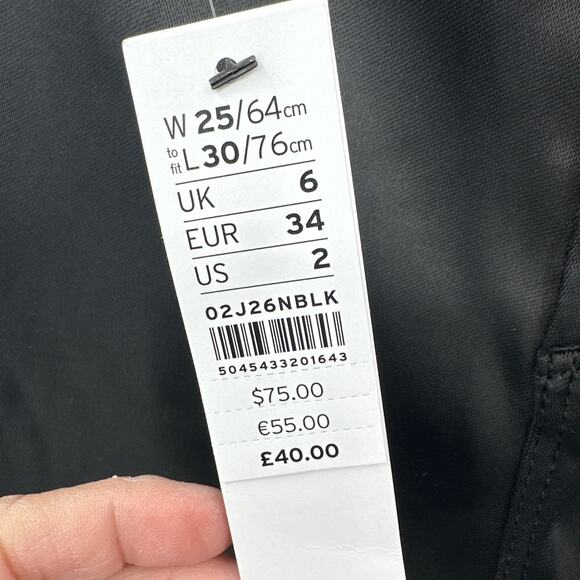 Topshop The Iconic Joni High Rise Skinny fit in Coated Black Size 25 NWT - Picture 6 of 9